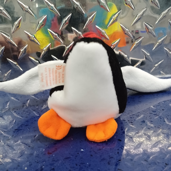 •Vintage TY Beanie Babies Baby Retired RARE 1998 Zero Penguin Santa Hat - Picture 7 of 9